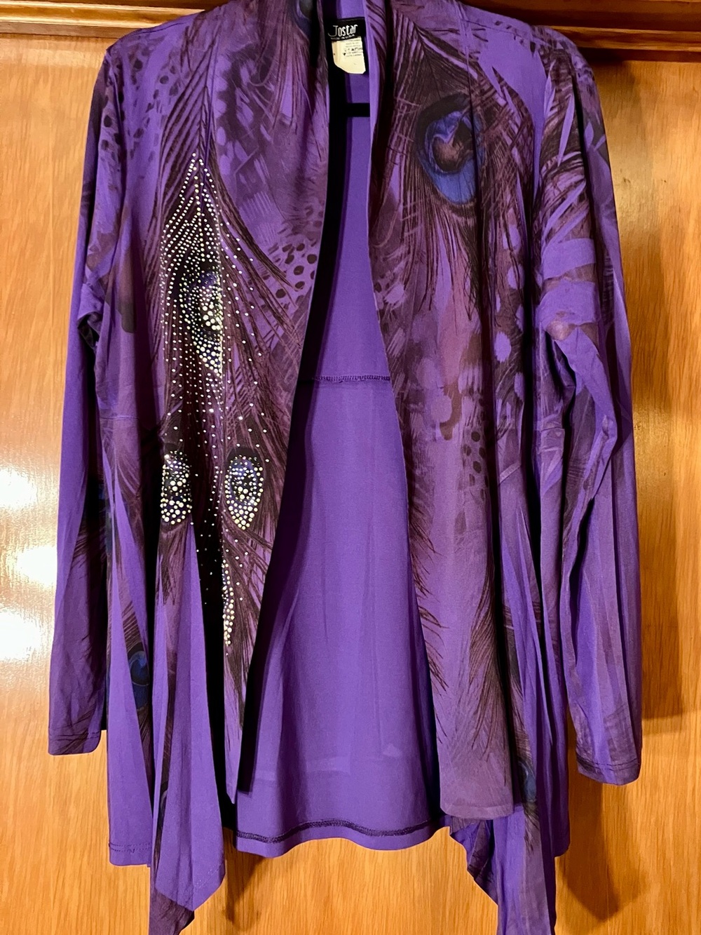 Jostar Purple Peacock-Print Draped Blazer
